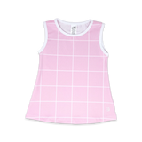 Set Athleisure Tori Tank- Pink Windowpane, Pure Coconut