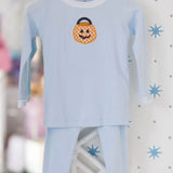 Trick or Treat Applique Toddler Long Pajamas Light Blue