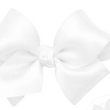 Small French Satin Girls Hair Bow (Knot Wrap), White